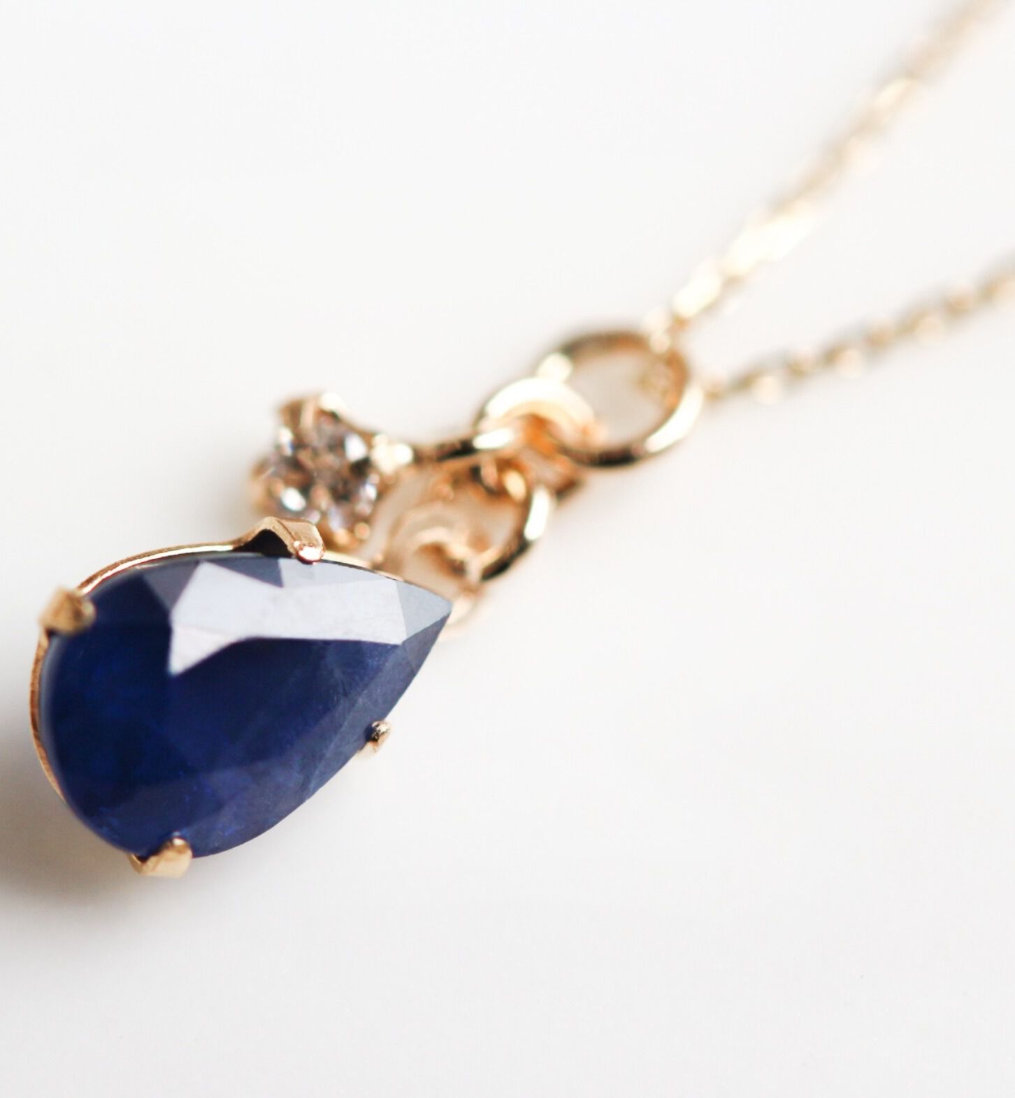  「サファイア / ダイヤモンド ネックレス | K10YG」|ネックレス|