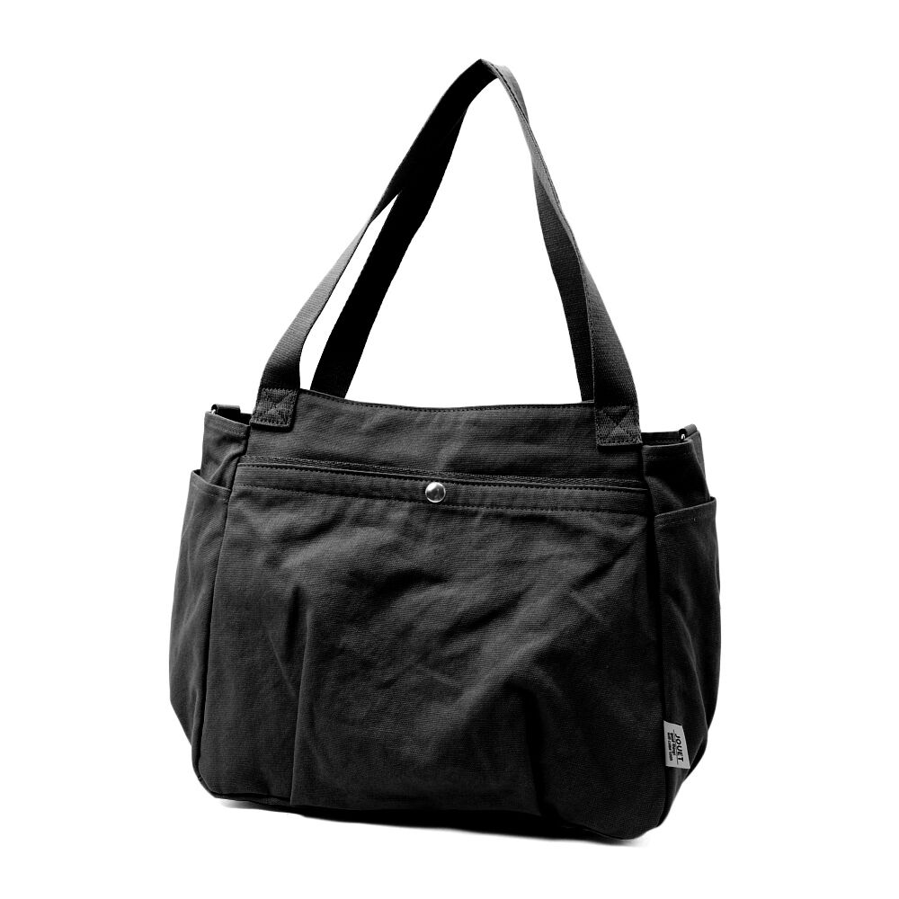 BACKYARD FAMILY「コットン トート ショルダー 通販 フロントタック トートバッグ トートバック ショルダーバッグ」|トートバッグ|ブラック1