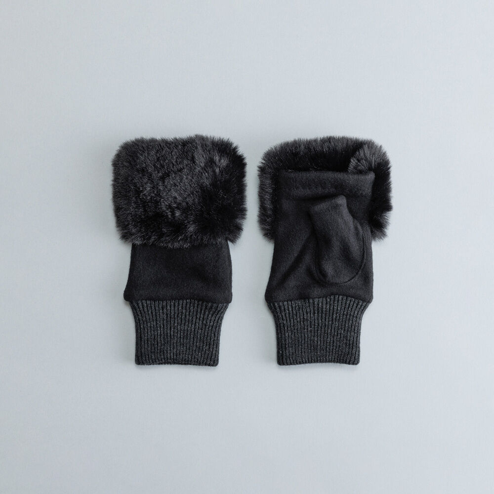 BACKYARD FAMILY「クロダ 手袋 レディース 通販 グローブ 手ぶくろ 指なし ハンドウォーマー ハンドカバー 暖かい」|手袋|ブラック1