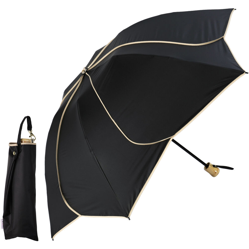 BACKYARD FAMILY「KIZAWA 日傘 UVカット 100 遮光 通販 花びら傘 折りたたみ日傘 折り畳み日傘」|傘|ブラック1