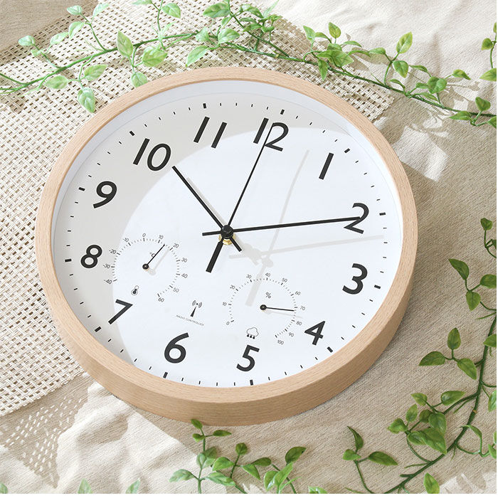 BACKYARD FAMILY「壁掛け 時計 電波 温度 湿度 おしゃれ 通販 温湿度計付き電波時計 ウォールクロック 電波時計」|クロック・置時計|