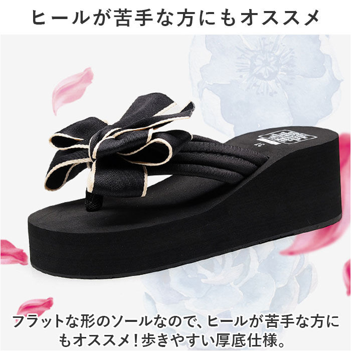 BACKYARD FAMILY「サンダル ビーチサンダル レディース 通販 厚底 軽量 軽い 歩きやすい 疲れにくい リボン」|サンダル|