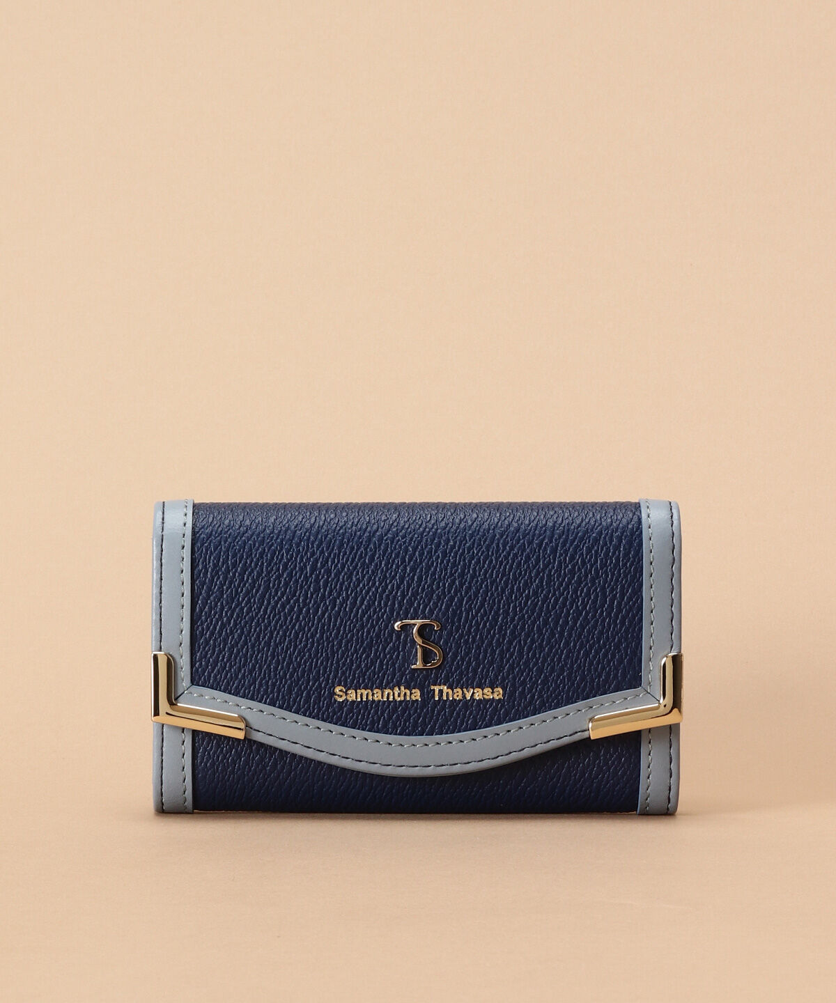 Samantha Thavasa「バイカラーエッジ キーケース」|キーケース|ネイビー
