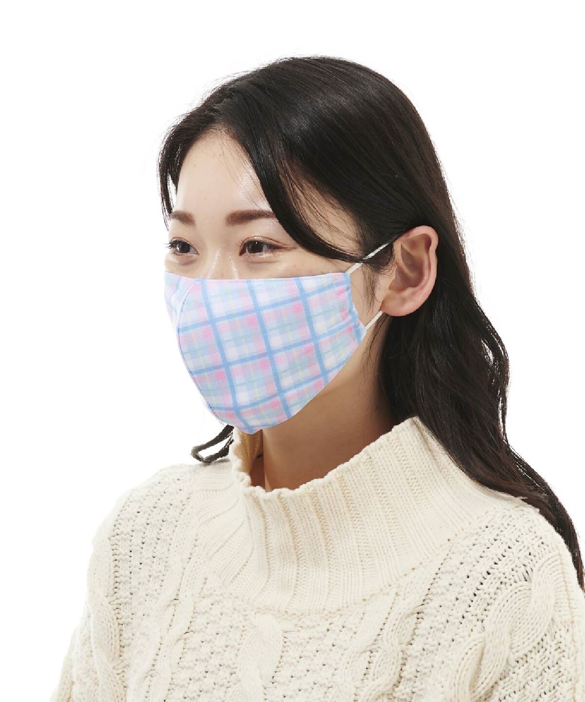  「オリジナルチェックマスク」|その他|ライトブルー