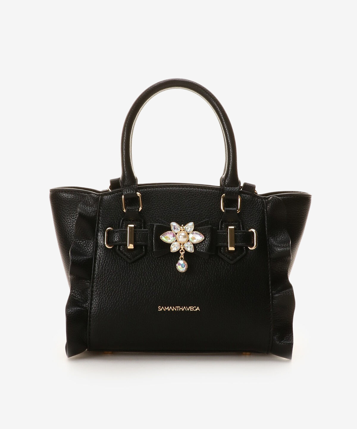 Samantha Vega「ビジューリボンフラッター(ミニ)」|ショルダー・メッセンジャー|ブラック