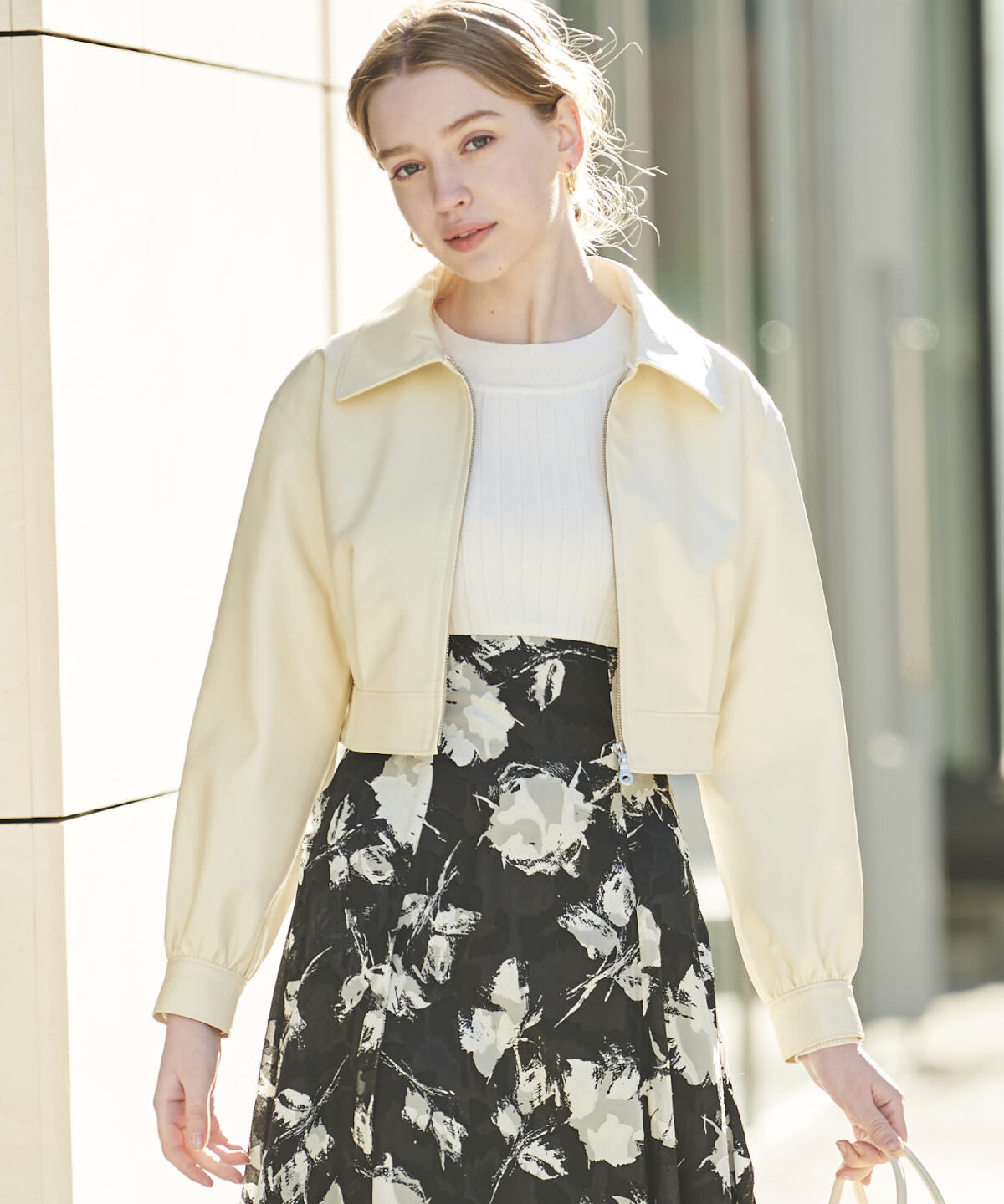 アンドクチュール「フェイクレザージップブルゾン」|ブルゾン・スタジャン|