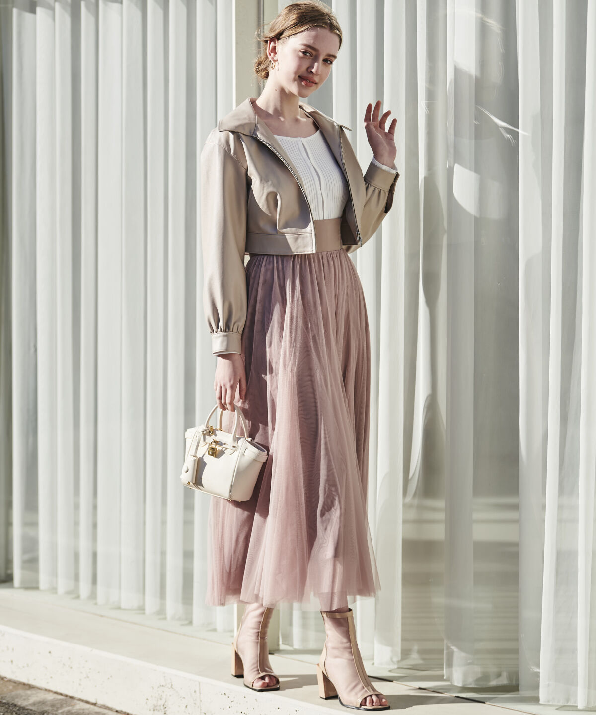 アンドクチュール「フェイクレザージップブルゾン」|ブルゾン・スタジャン|