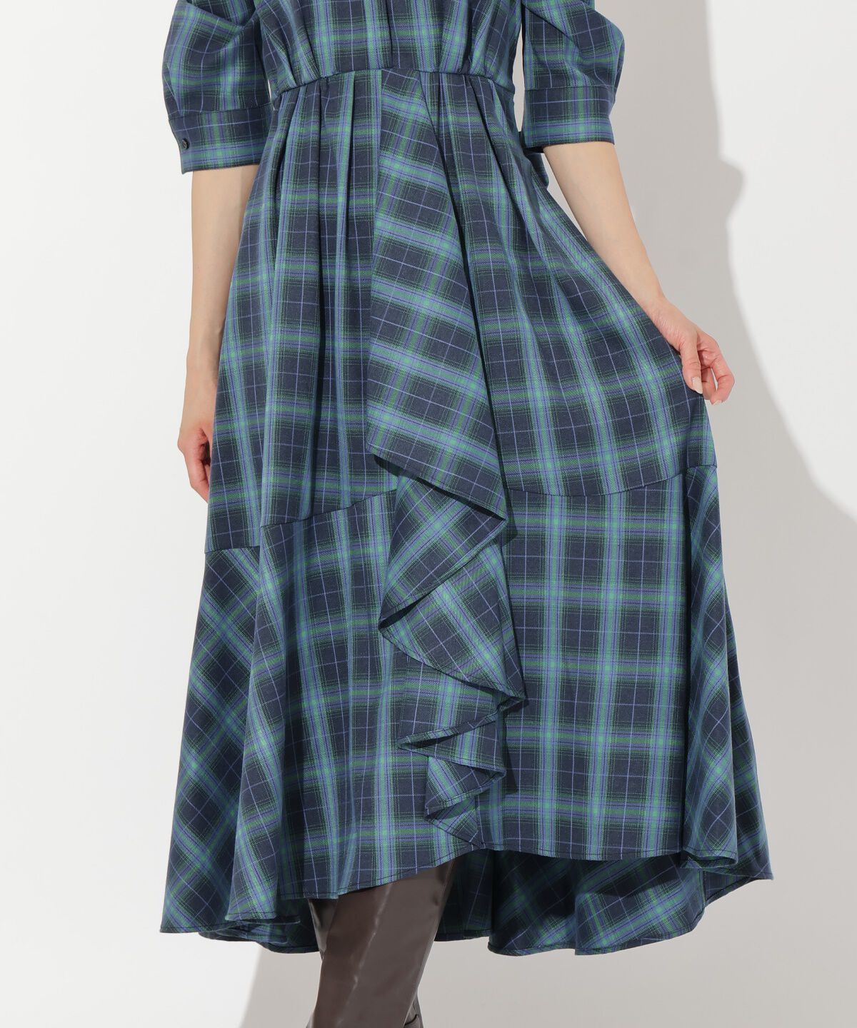 アンドクチュール「ラッフルフリルチェックワンピース」|ワンピース|