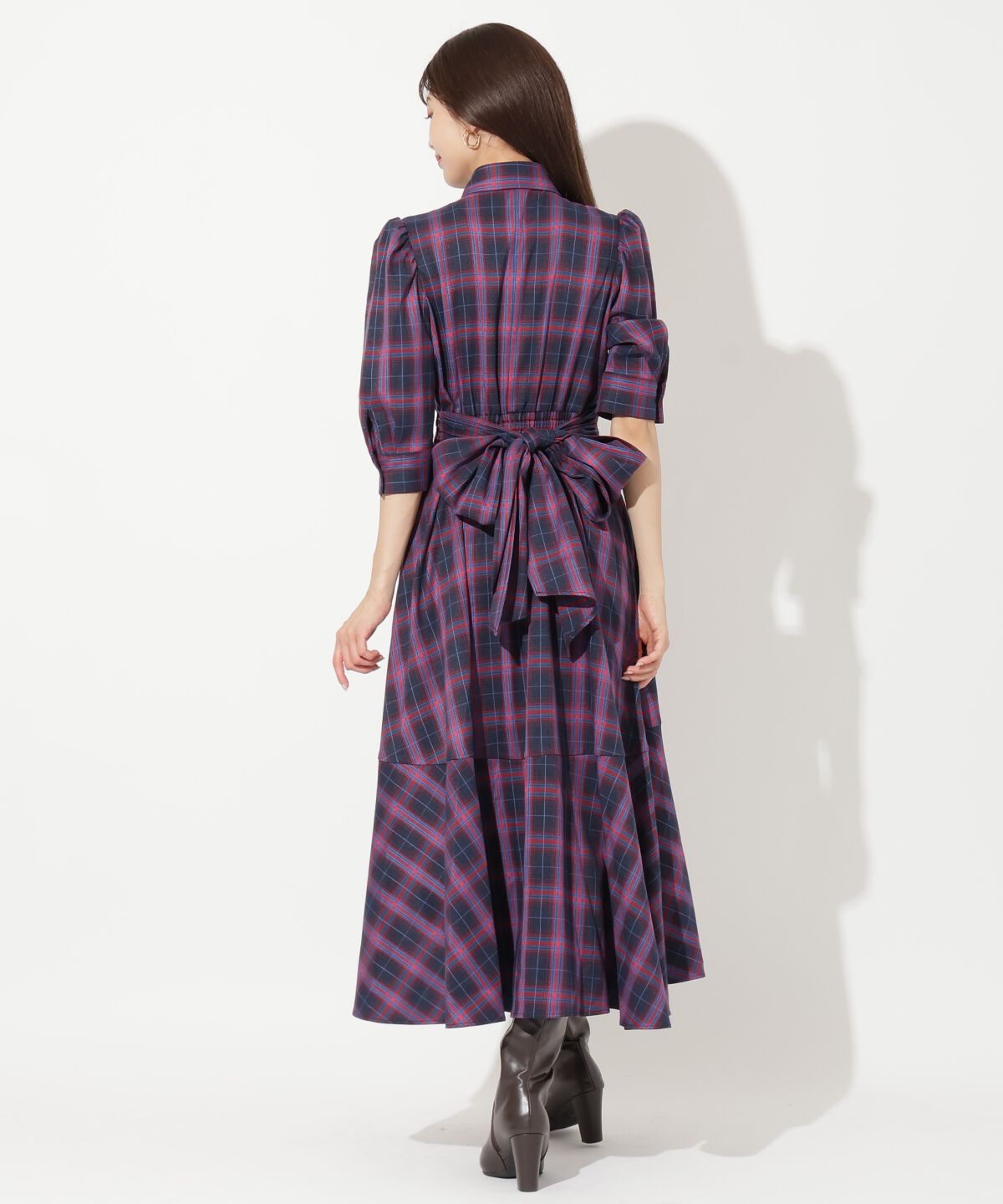 アンドクチュール「ラッフルフリルチェックワンピース」|ワンピース|