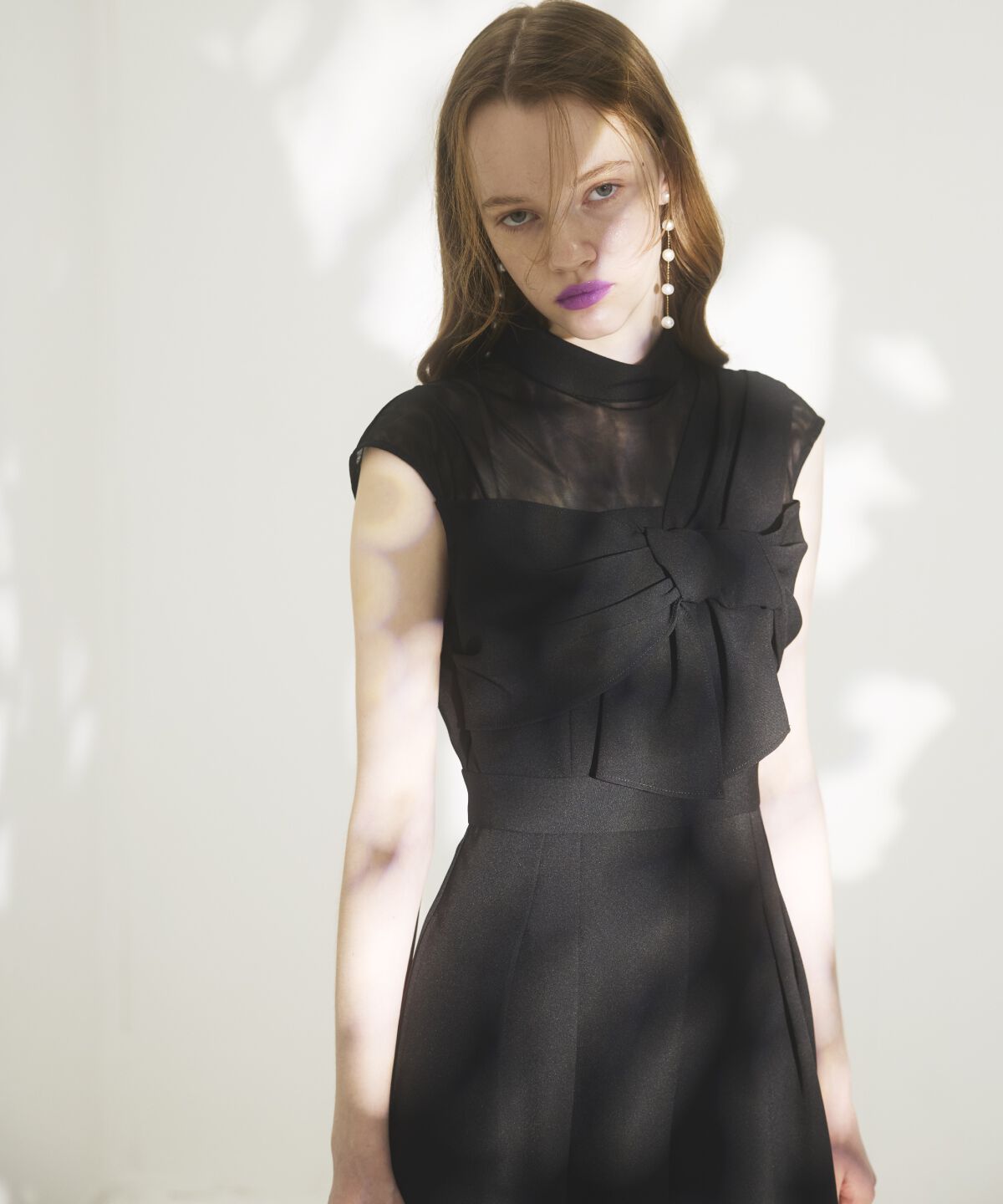 アンドクチュール「アシメショルダーリボンオールインワン」|オールインワン|