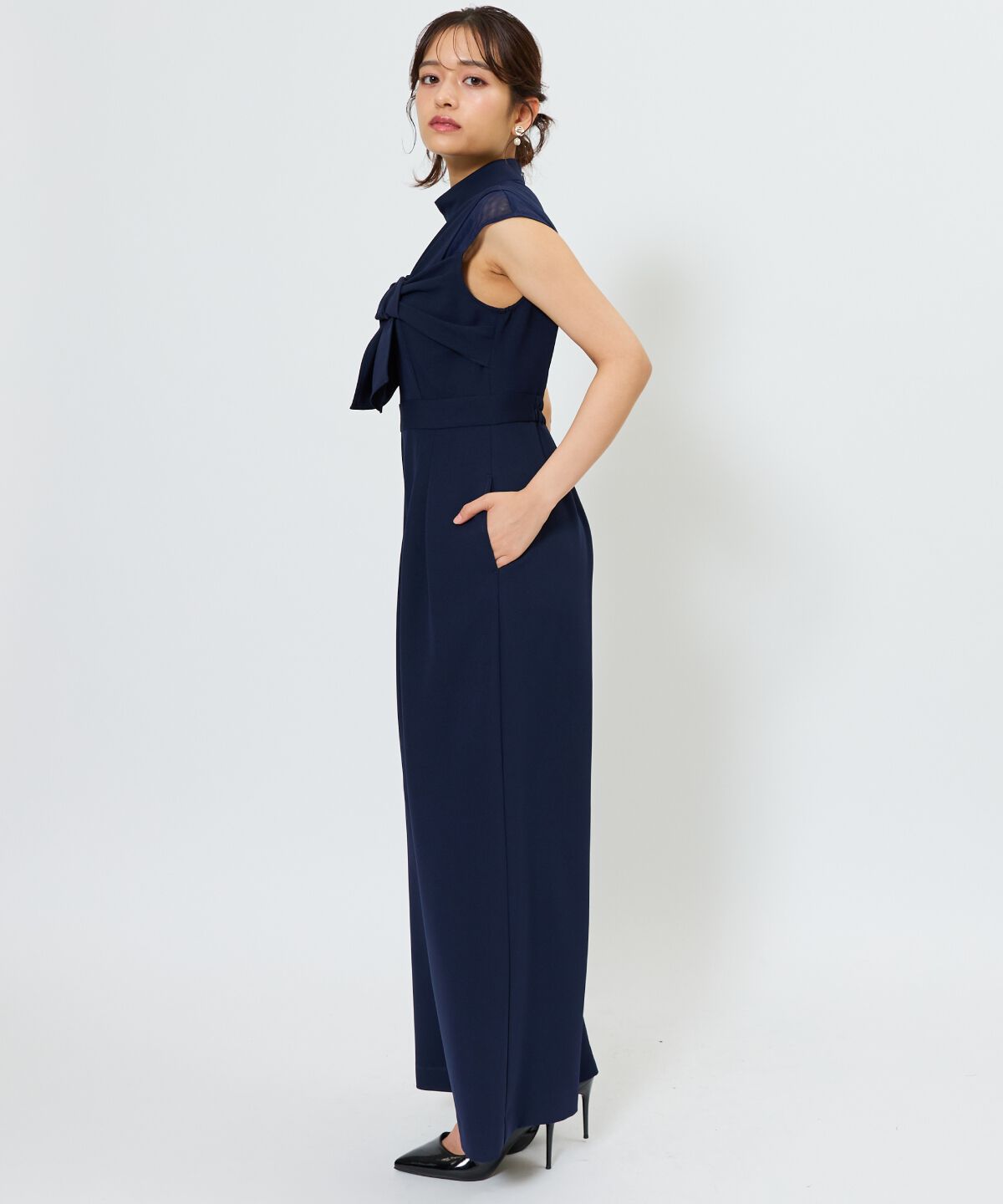 アンドクチュール「アシメショルダーリボンオールインワン」|オールインワン|