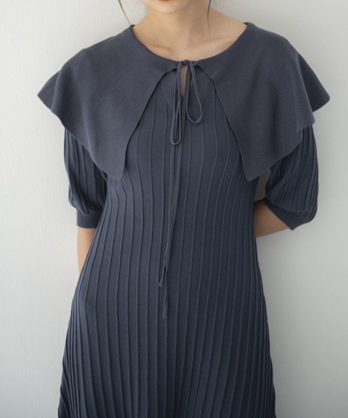 REDYAZEL「ニットフリル襟ミニワンピース」|ワンピース|