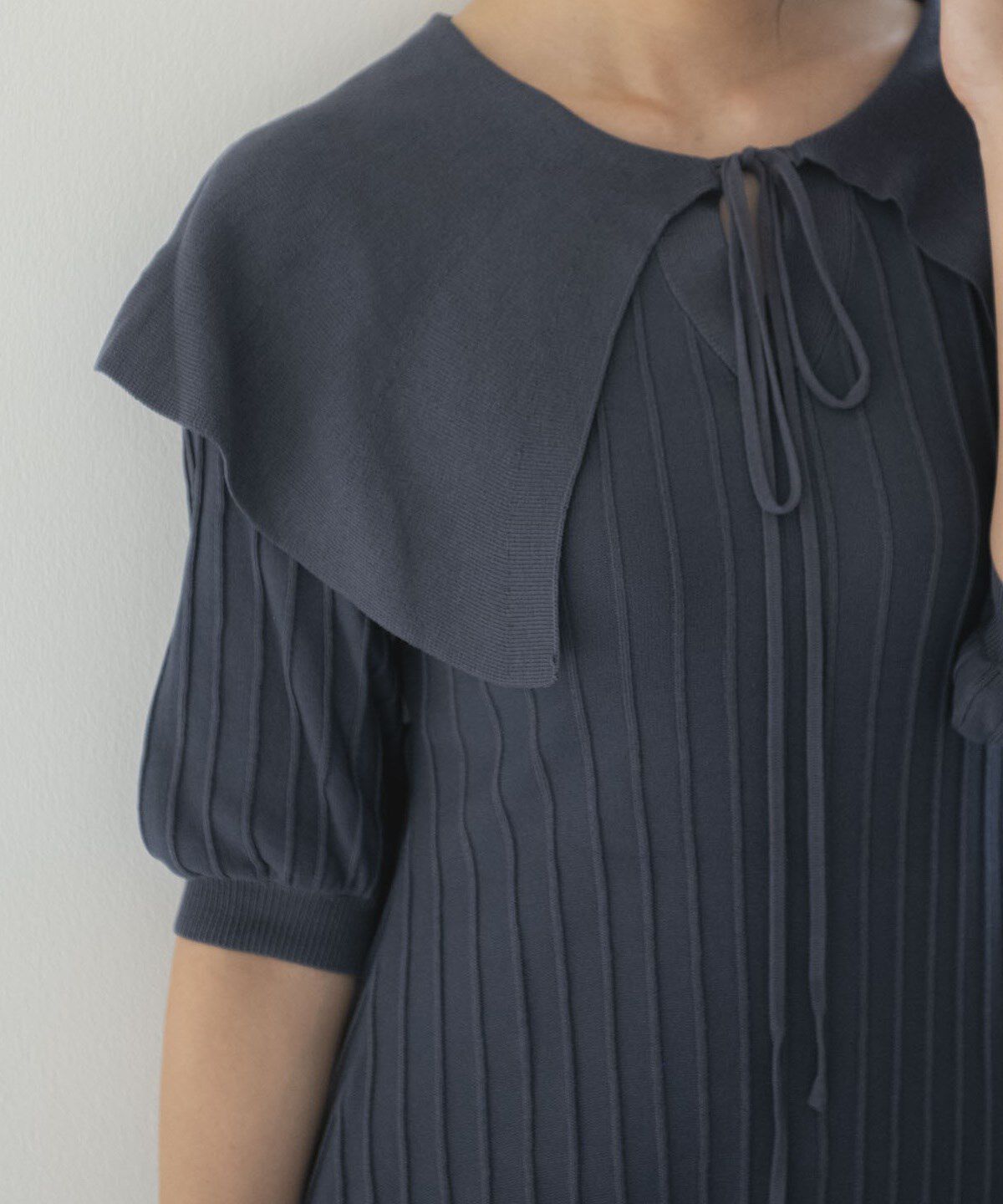 REDYAZEL「ニットフリル襟ミニワンピース」|ワンピース|