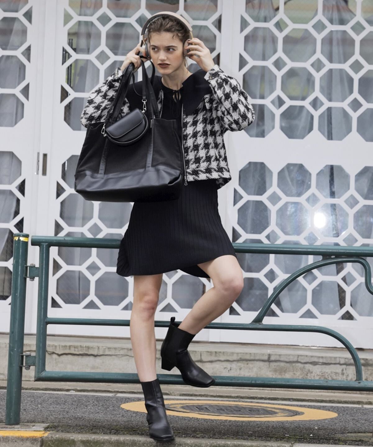 REDYAZEL「ニットフリル襟ミニワンピース」|ワンピース|