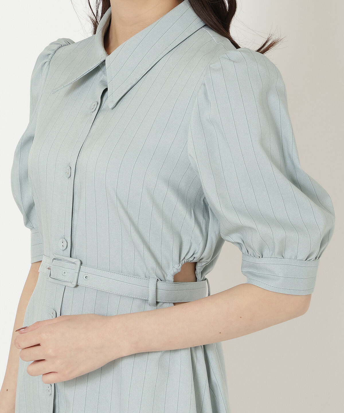 REDYAZEL「サイドカットストライプシャツワンピース」|ワンピース|