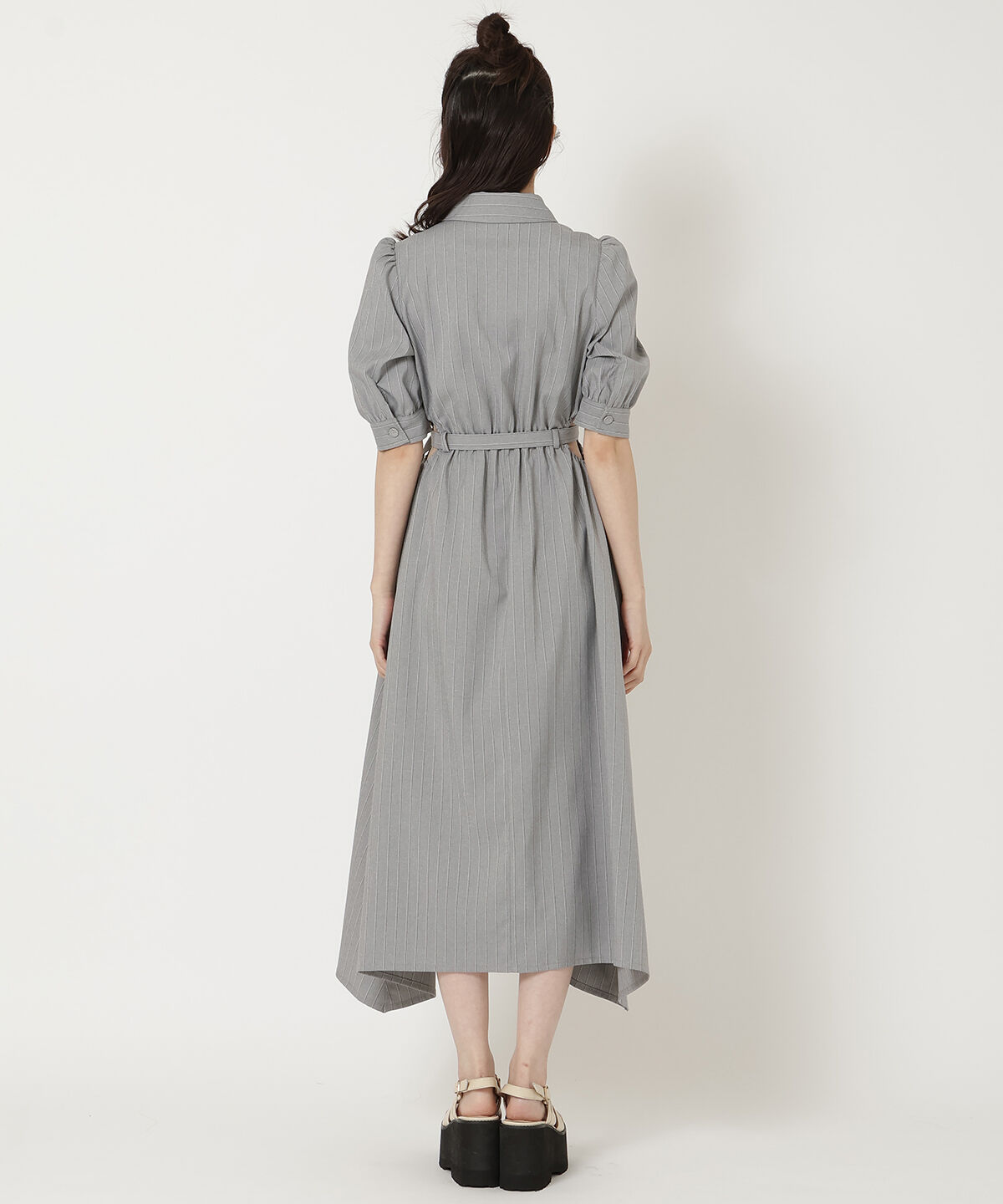 REDYAZEL「サイドカットストライプシャツワンピース」|ワンピース|