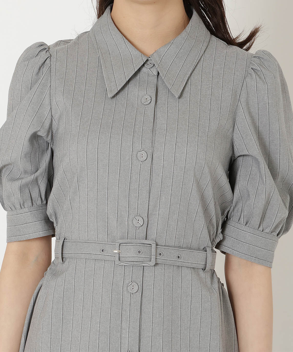 REDYAZEL「サイドカットストライプシャツワンピース」|ワンピース|