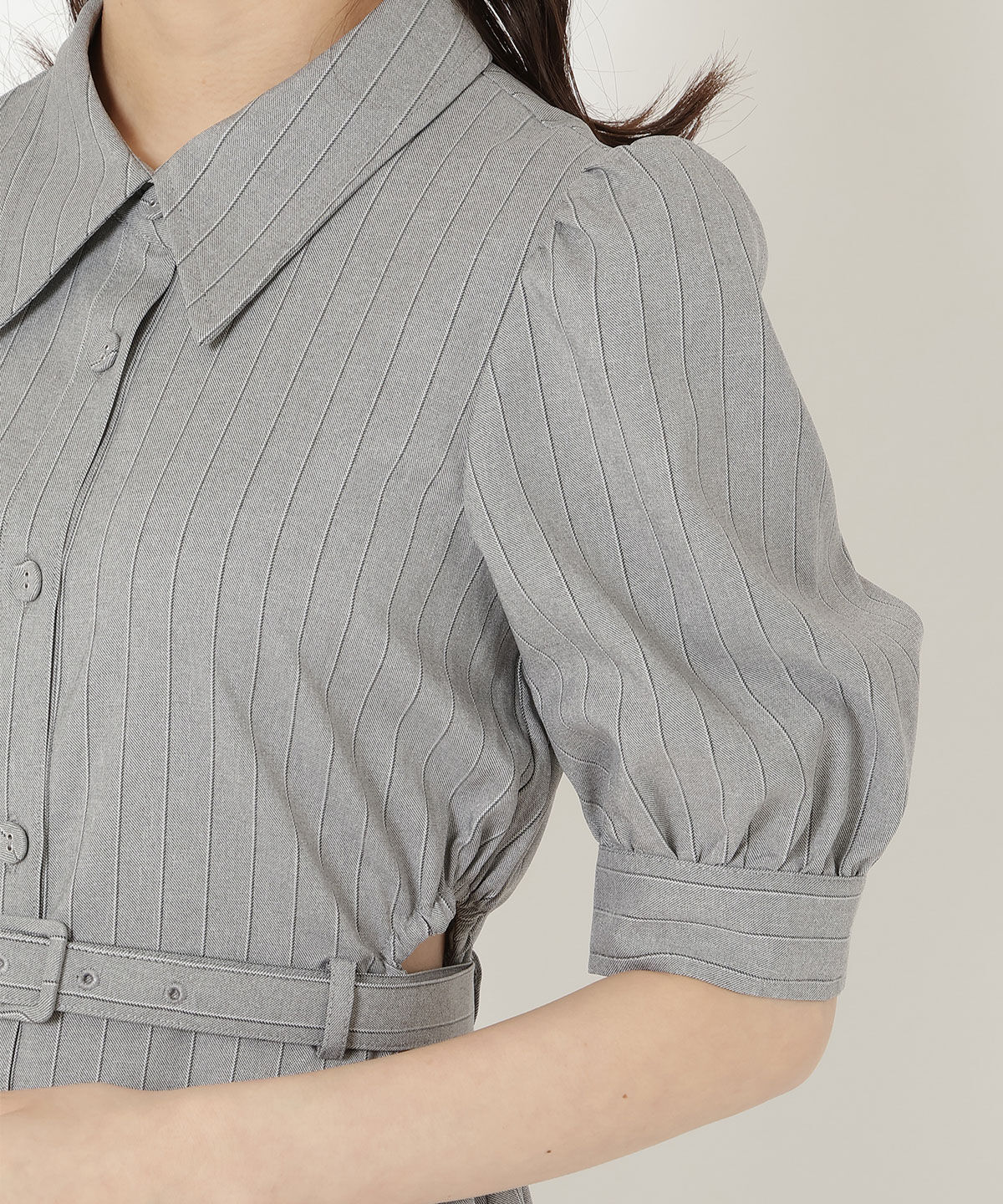 REDYAZEL「サイドカットストライプシャツワンピース」|ワンピース|