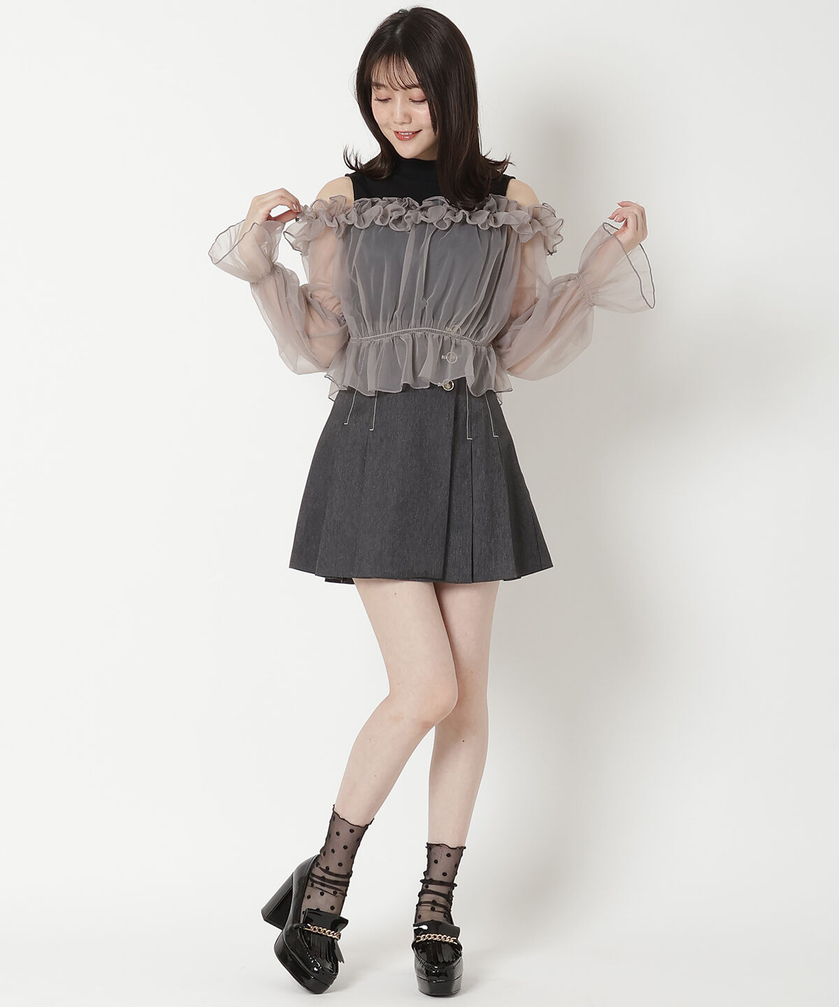 REDYAZEL「チュールドッキングニット」|シャツ・ブラウス|