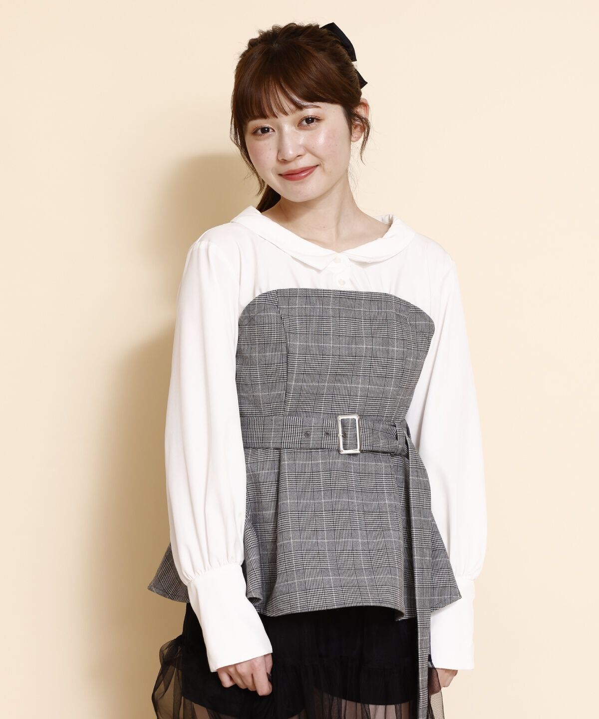 REDYAZEL「シャツドッキングベアワンピース」|ワンピース|