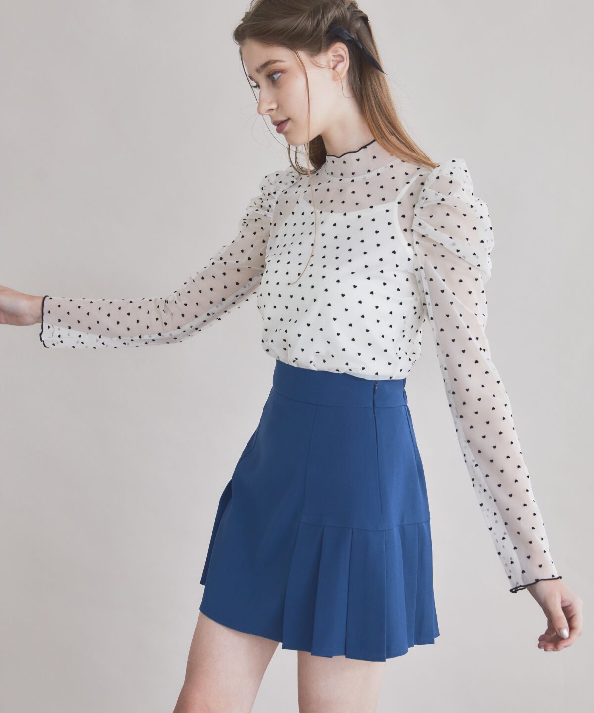 REDYAZEL「サイドプリーツミニスカート」|フレア|