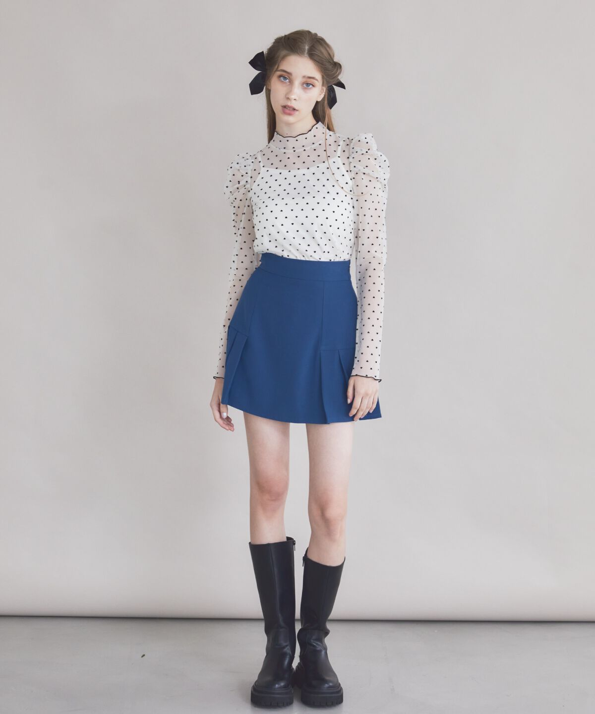 REDYAZEL「サイドプリーツミニスカート」|フレア|