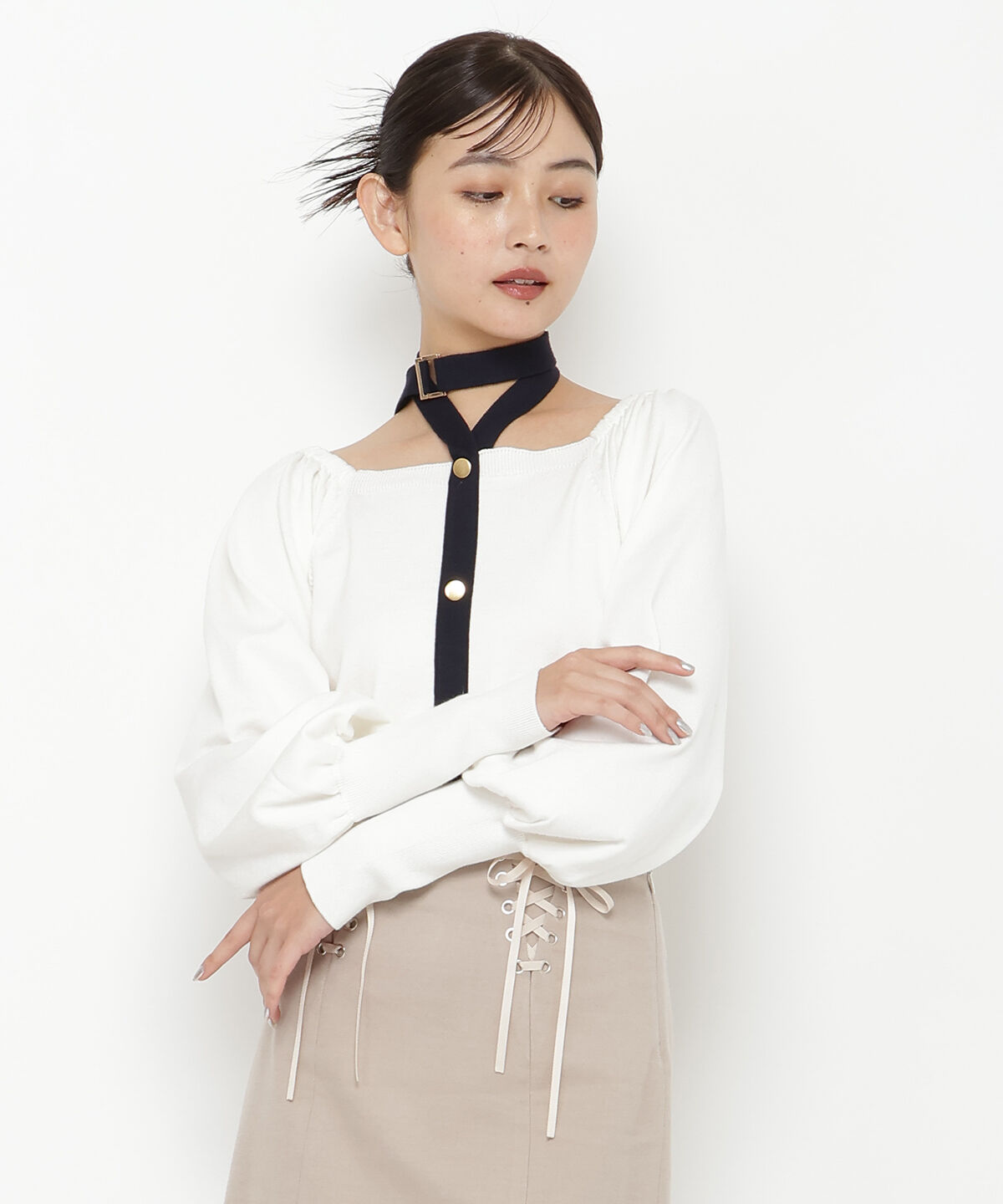 REDYAZEL「ネックベルトニットトップス」|ニット・セーター|