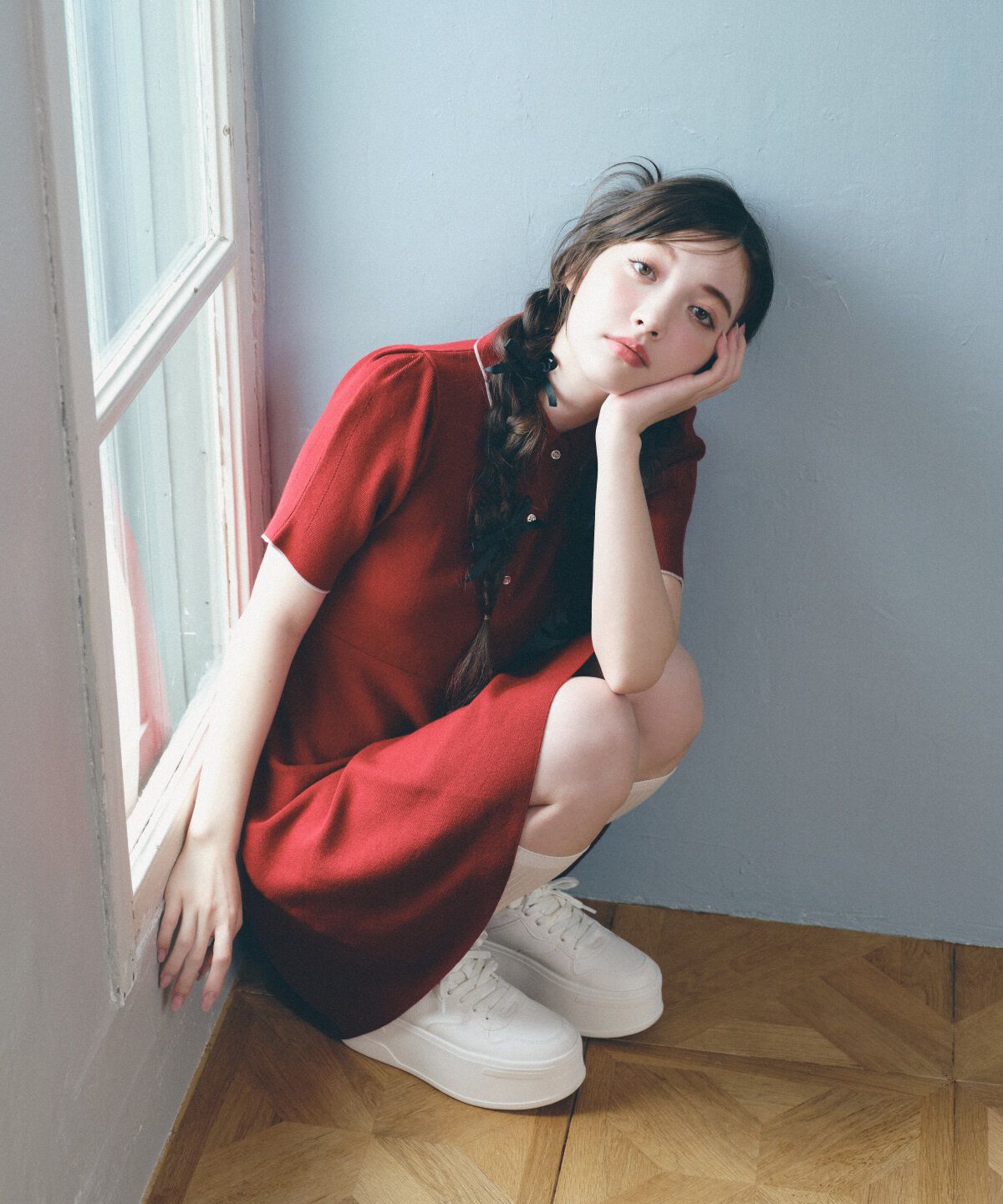 REDYAZEL「ニットポロミニワンピース」|ワンピース|