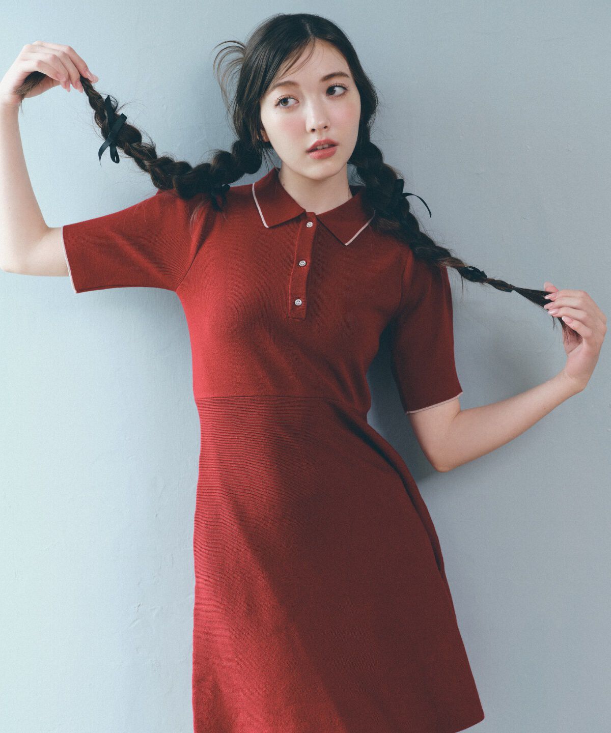 REDYAZEL「ニットポロミニワンピース」|ワンピース|