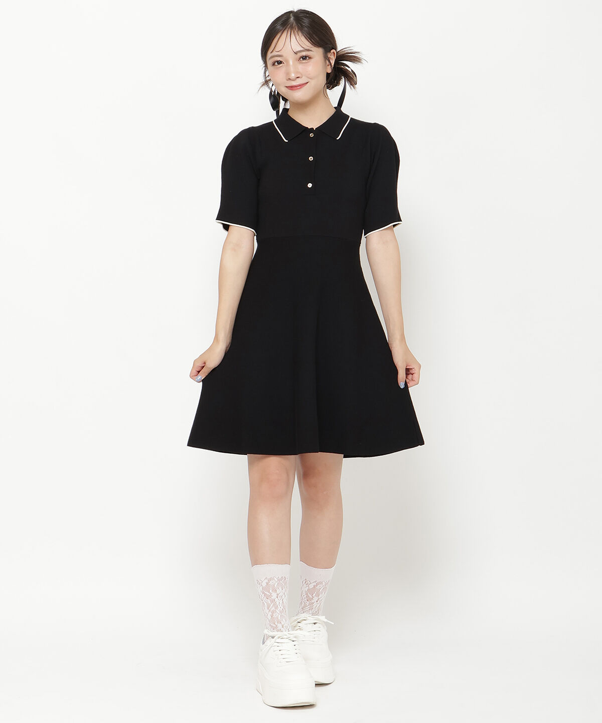 REDYAZEL「ニットポロミニワンピース」|ワンピース|