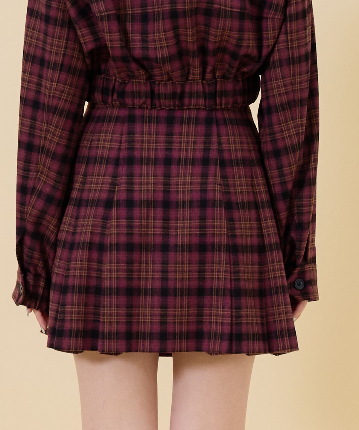 REDYAZEL「ハイウエストチェックミニスカート」|フレア|