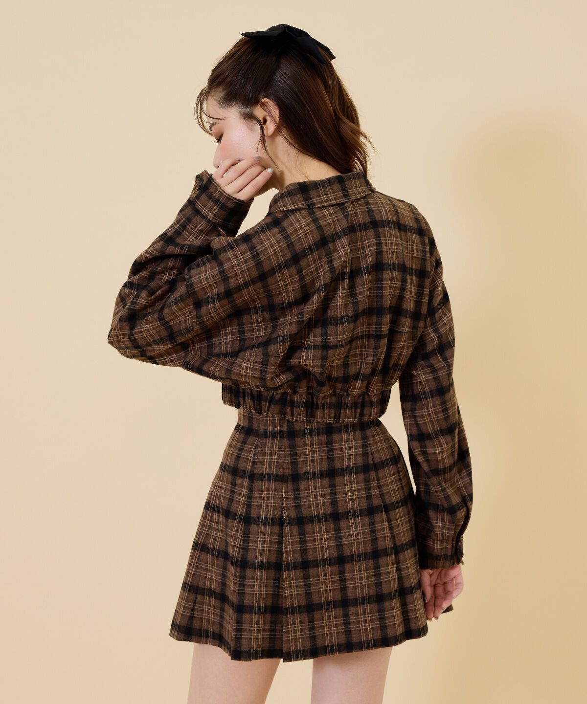 REDYAZEL「ハイウエストチェックミニスカート」|フレア|