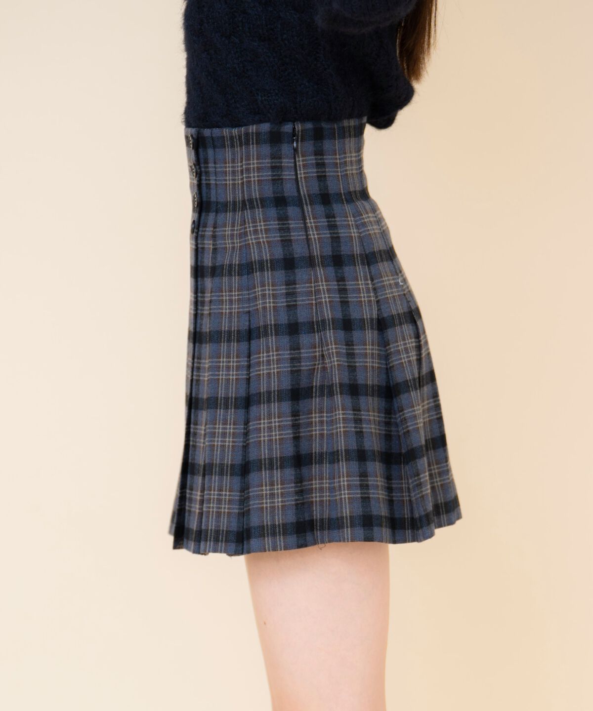 REDYAZEL「ハイウエストチェックミニスカート」|フレア|