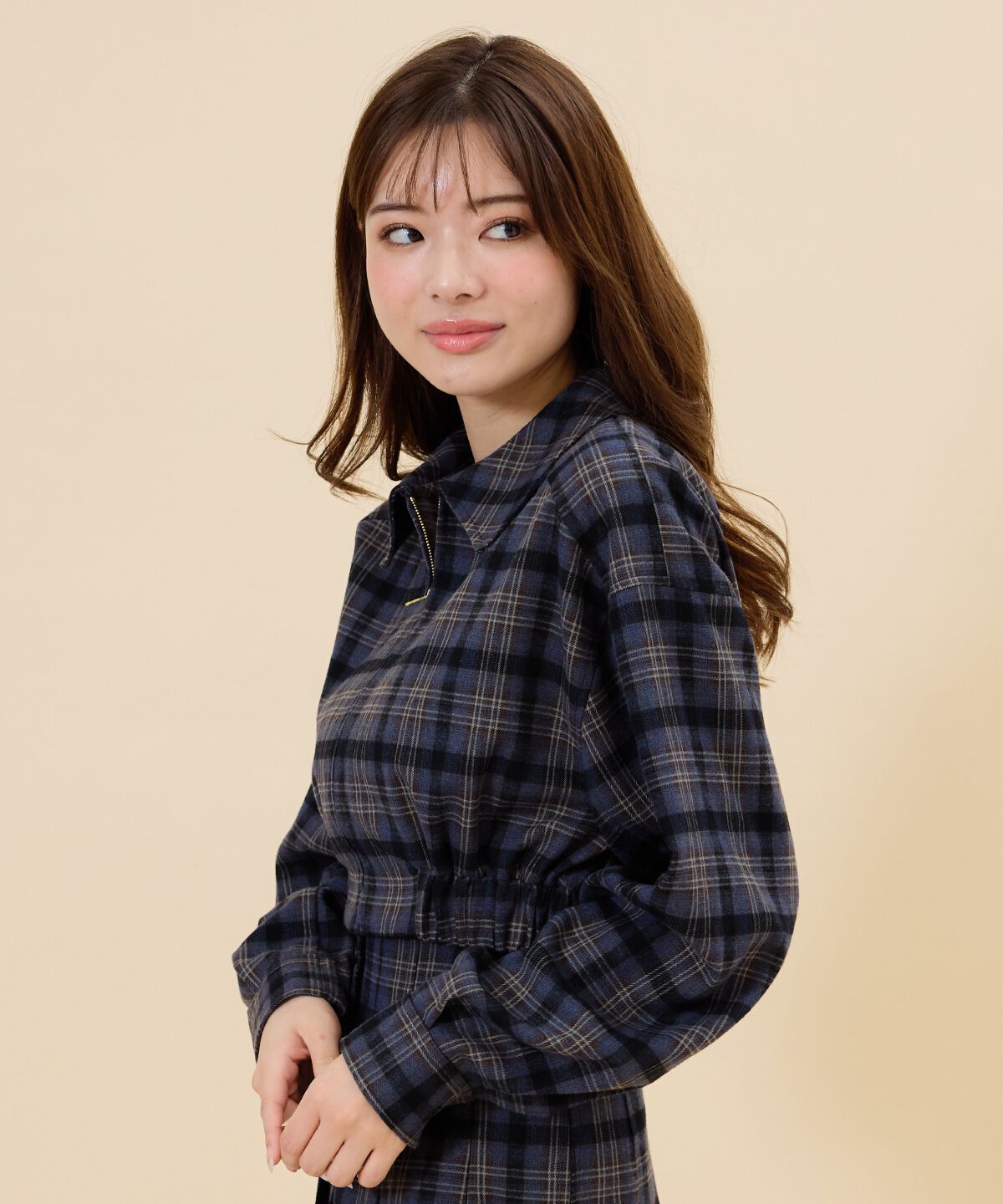 REDYAZEL「フロントジップチェックショートブルゾン」|ブルゾン・スタジャン|