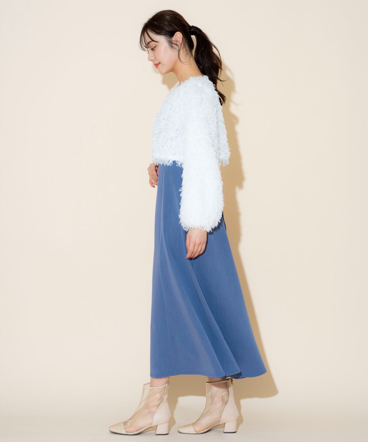 WILLSELECTION「リボンヤーンシャギーニット&times;ワンピース」|ワンピース|