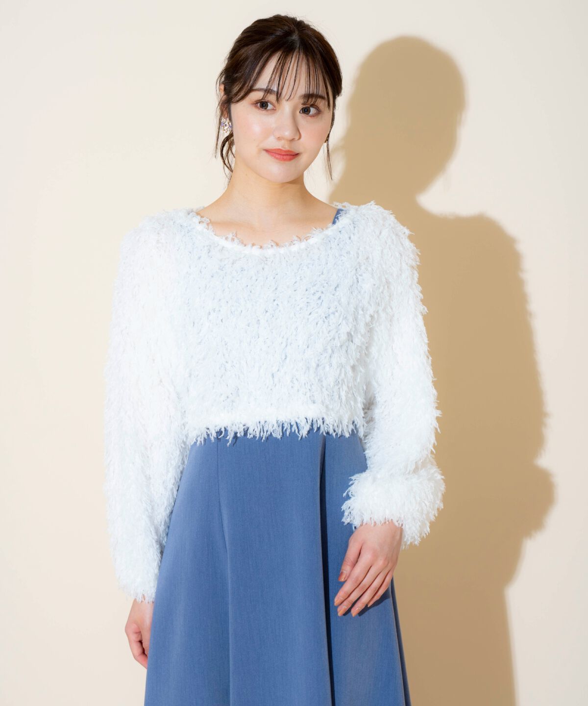 WILLSELECTION「リボンヤーンシャギーニット&times;ワンピース」|ワンピース|