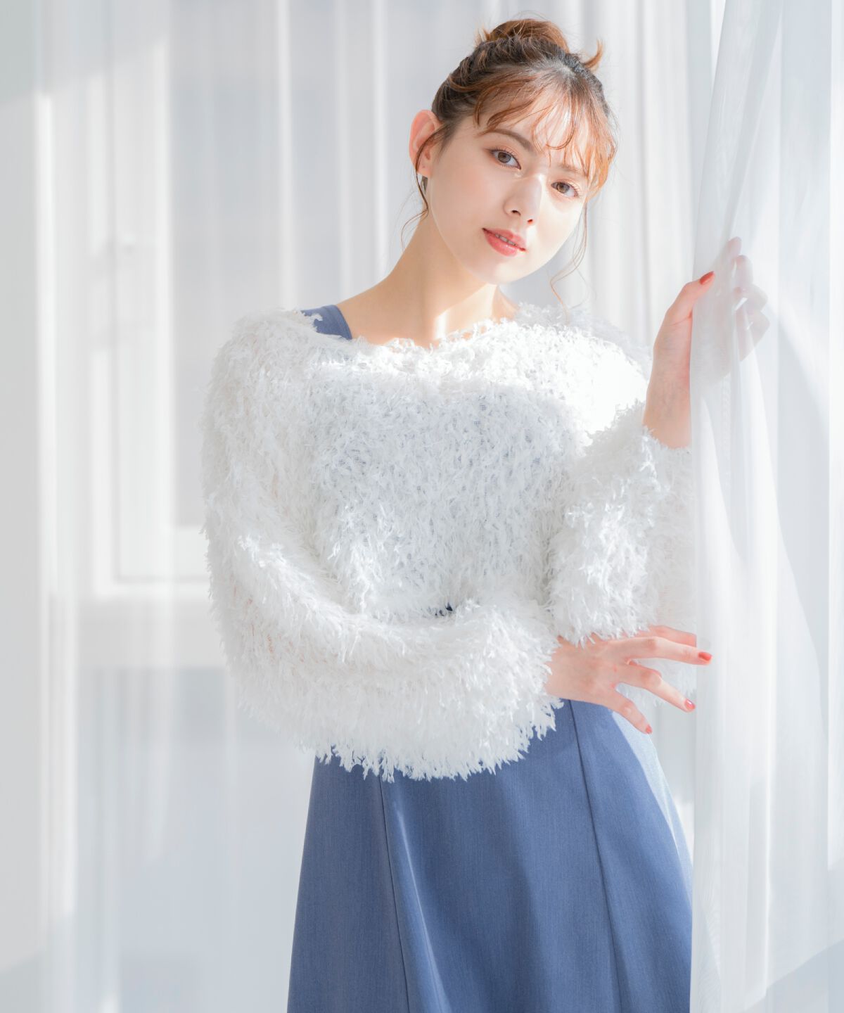 WILLSELECTION「リボンヤーンシャギーニット&times;ワンピース」|ワンピース|