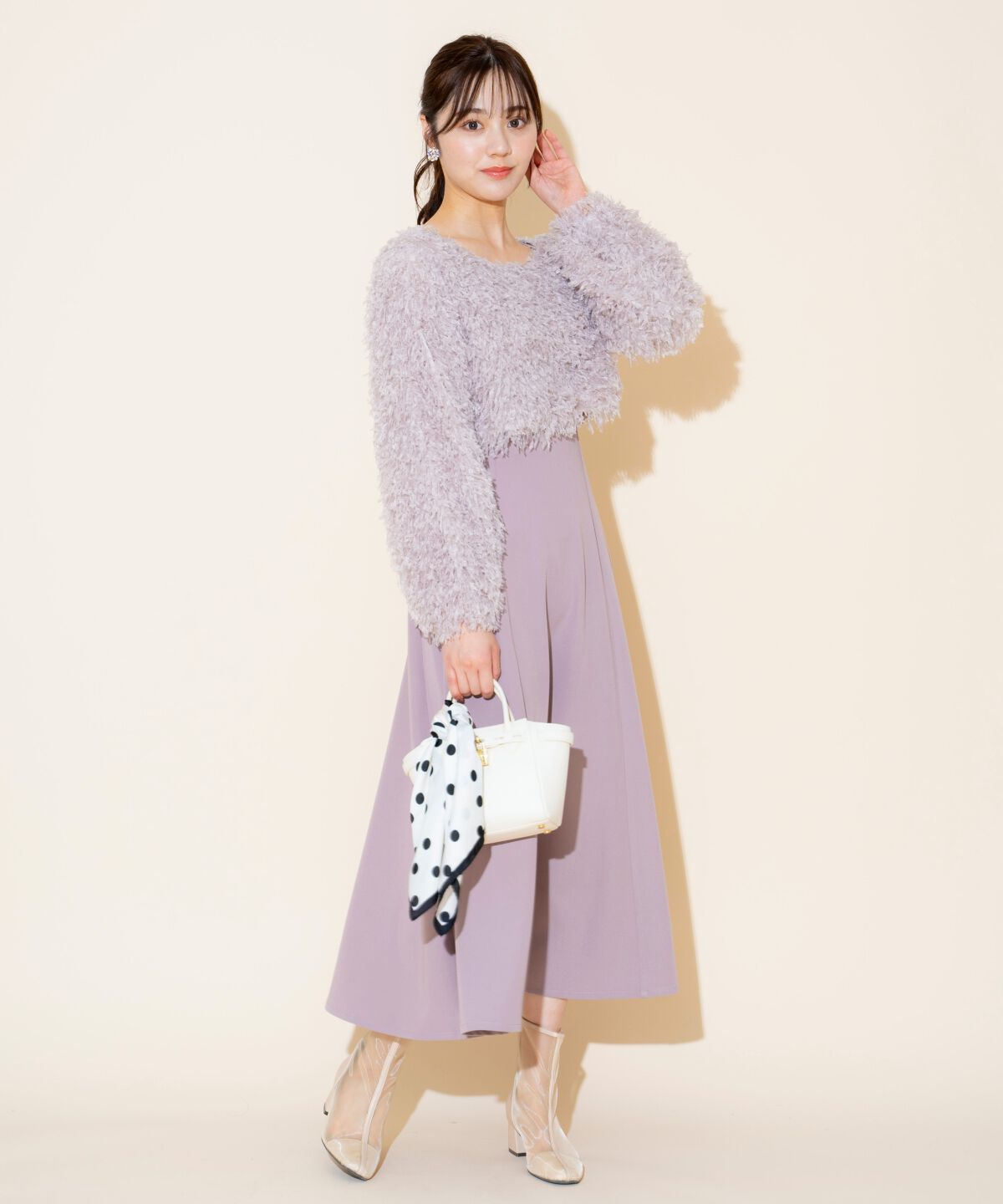 WILLSELECTION「リボンヤーンシャギーニット&times;ワンピース」|ワンピース|