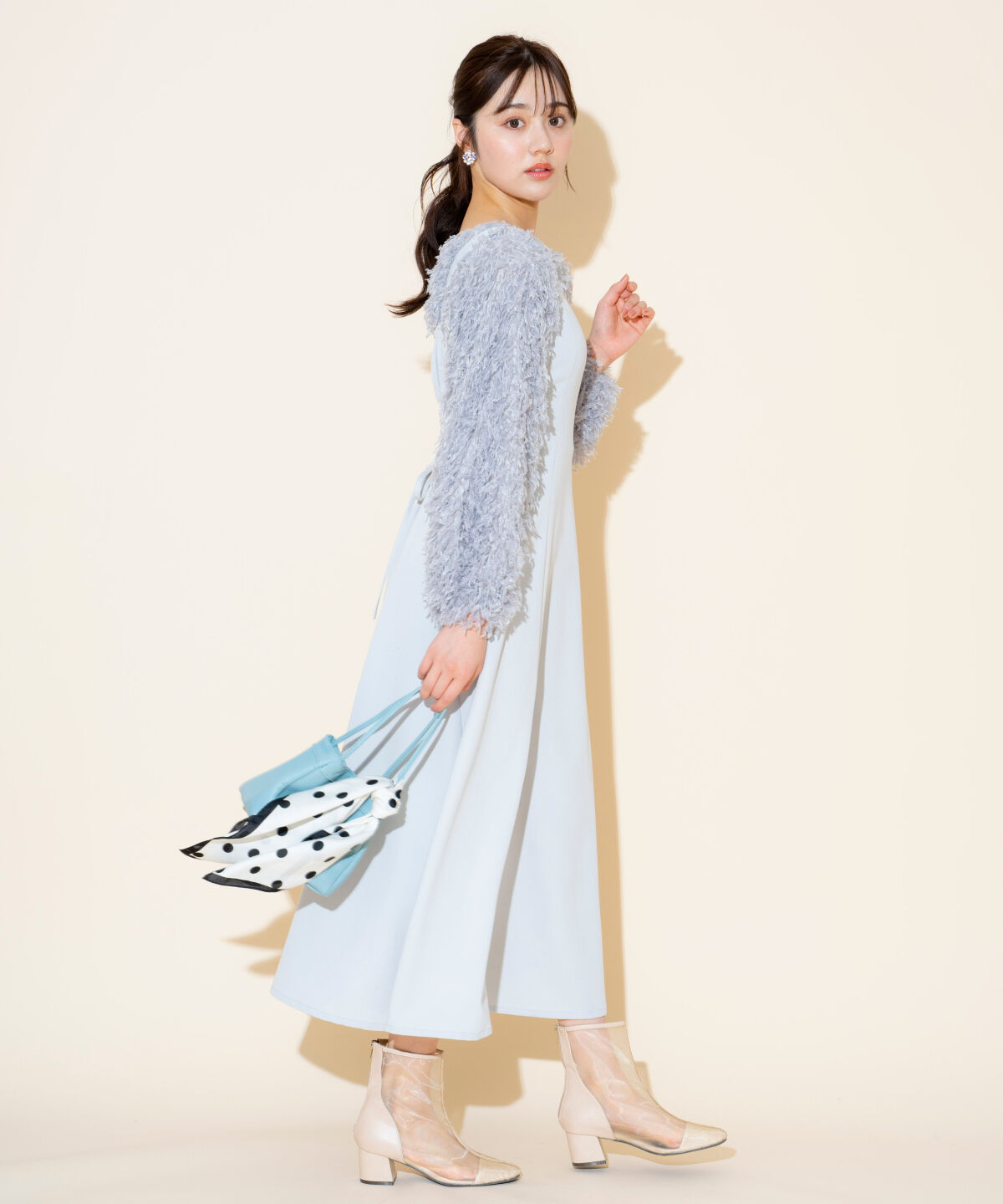 WILLSELECTION「リボンヤーンシャギーニット&times;ワンピース」|ワンピース|