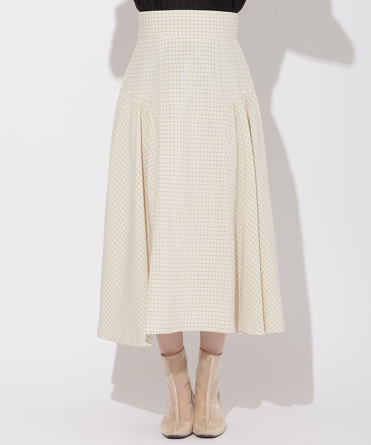 WILLSELECTION「ギャザー切替ギンガムフレアスカート」|フレア|