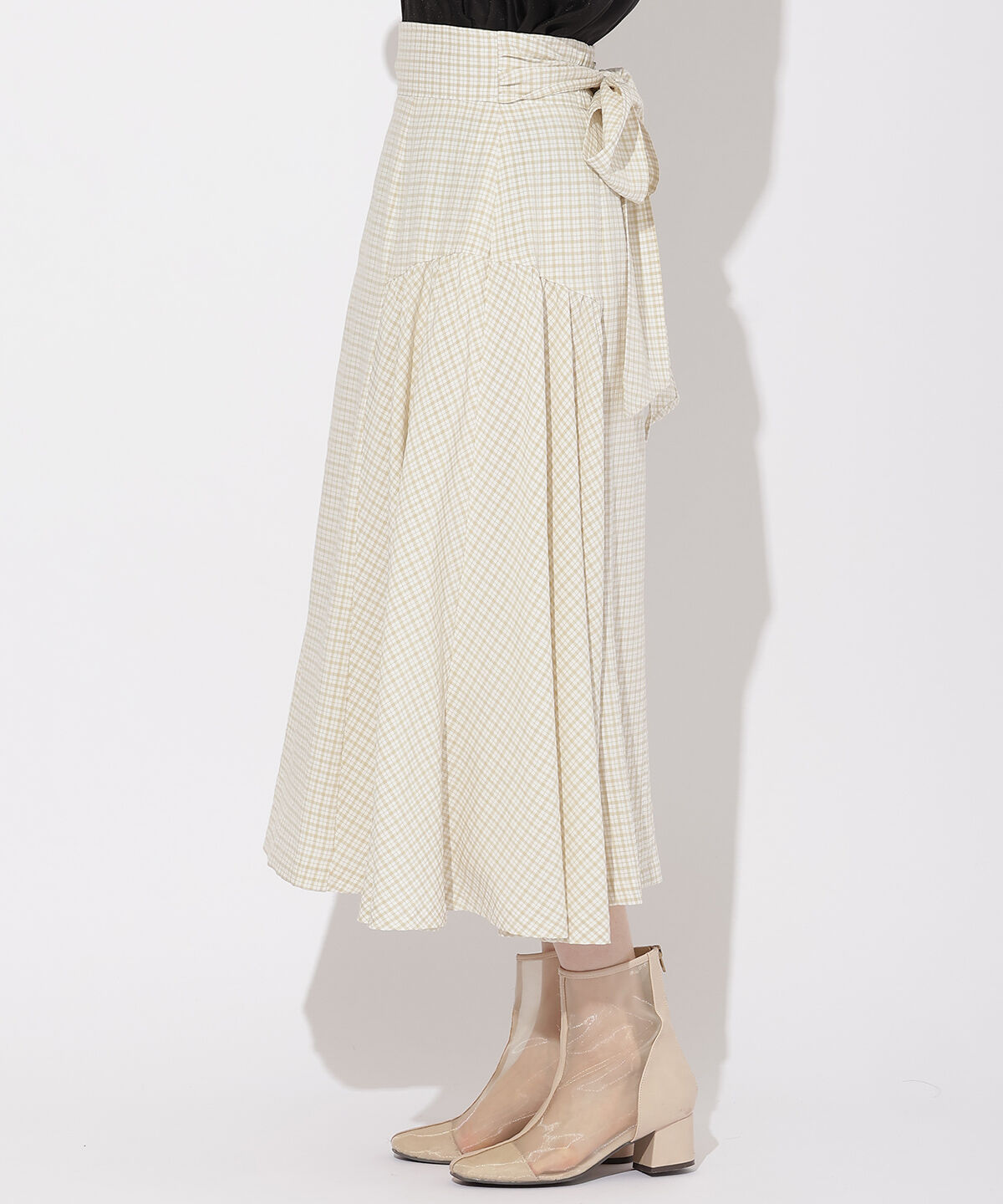 WILLSELECTION「ギャザー切替ギンガムフレアスカート」|フレア|