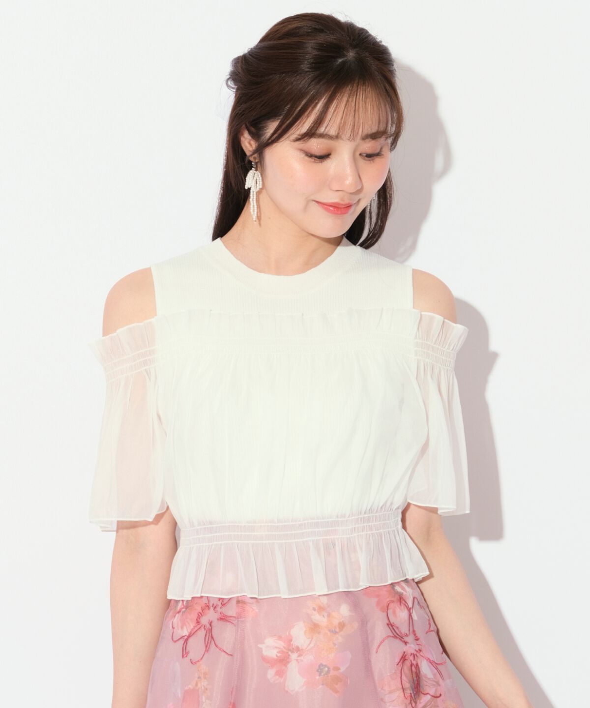 WILLSELECTION「レイヤード風オフショル半袖プルオーバー」|Tシャツ・カットソー|