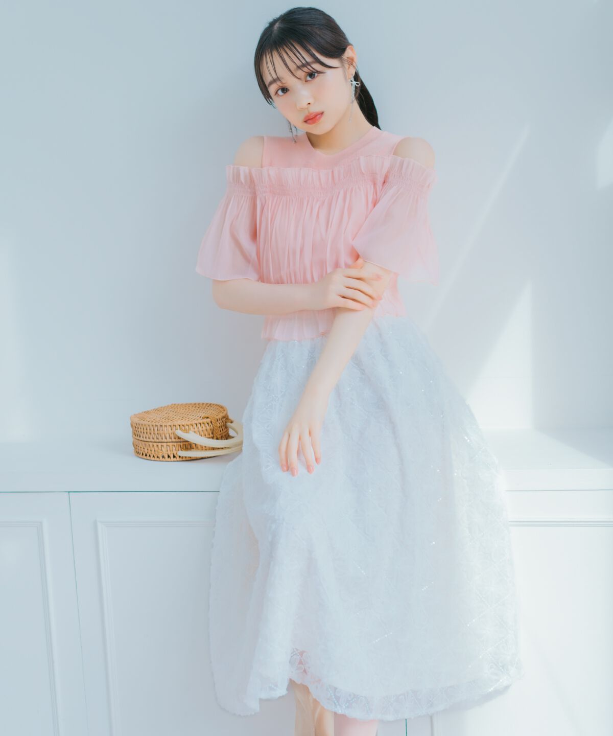 WILLSELECTION「レイヤード風オフショル半袖プルオーバー」|Tシャツ・カットソー|