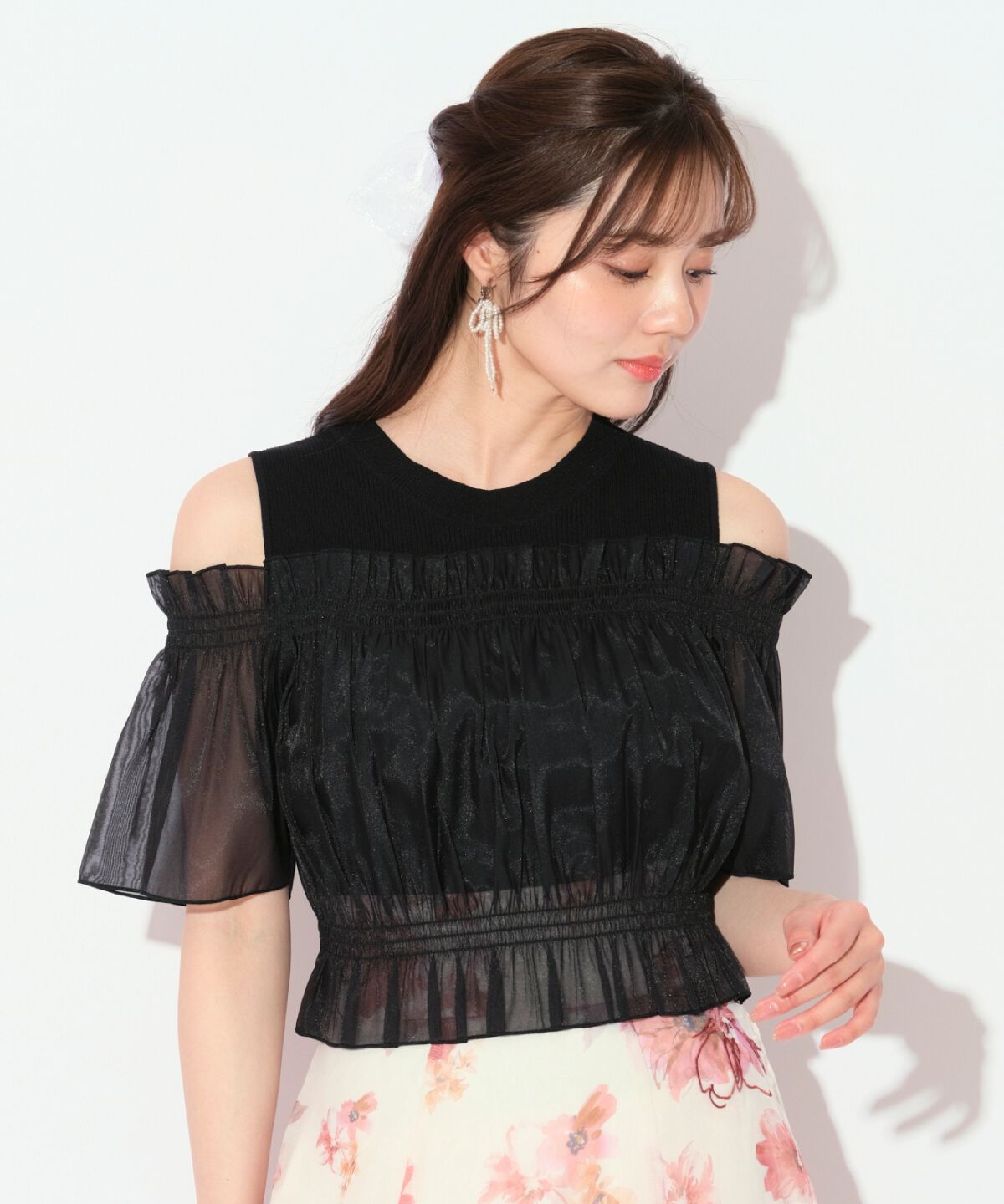 WILLSELECTION「レイヤード風オフショル半袖プルオーバー」|Tシャツ・カットソー|