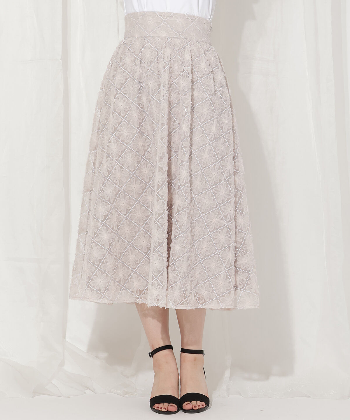 WILLSELECTION「スパンコールチュールフレアスカート」|フレア|