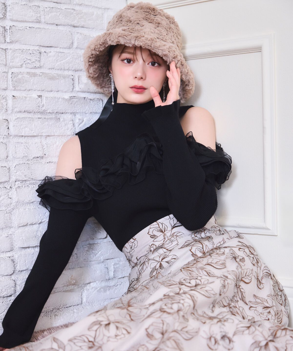 WILLSELECTION「ラインフラワー刺繍スカート」|フレア|