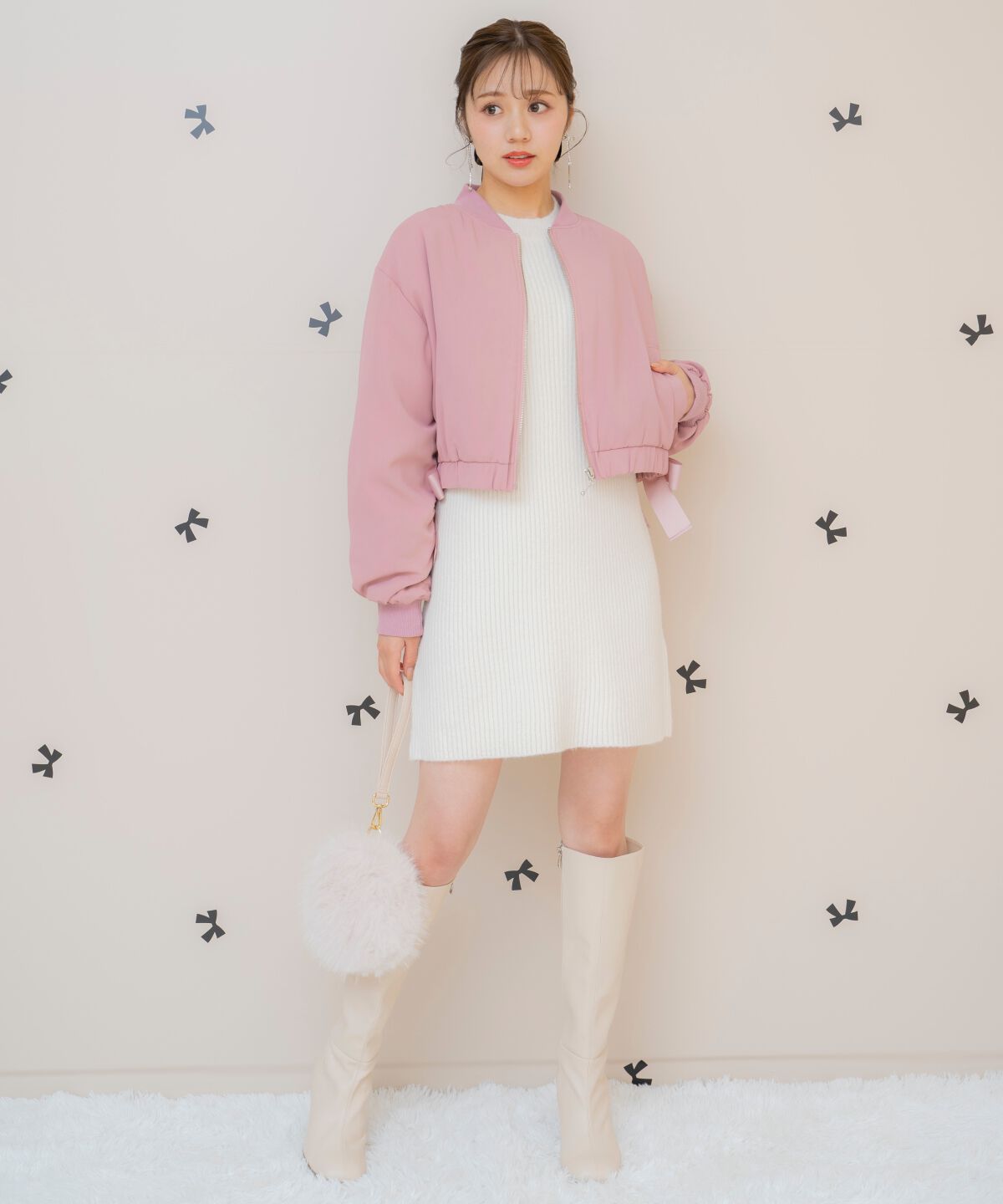 WILLSELECTION「サイドリボンコンパクト中綿ブルゾン」|ブルゾン・スタジャン|