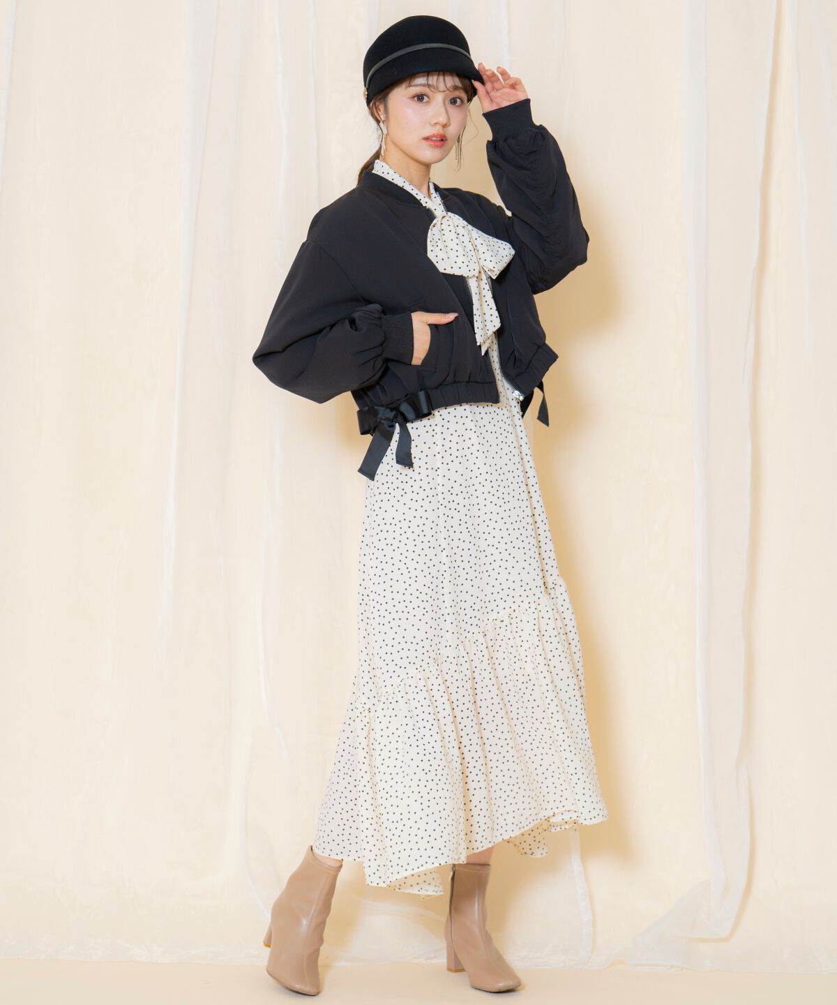 WILLSELECTION「サイドリボンコンパクト中綿ブルゾン」|ブルゾン・スタジャン|