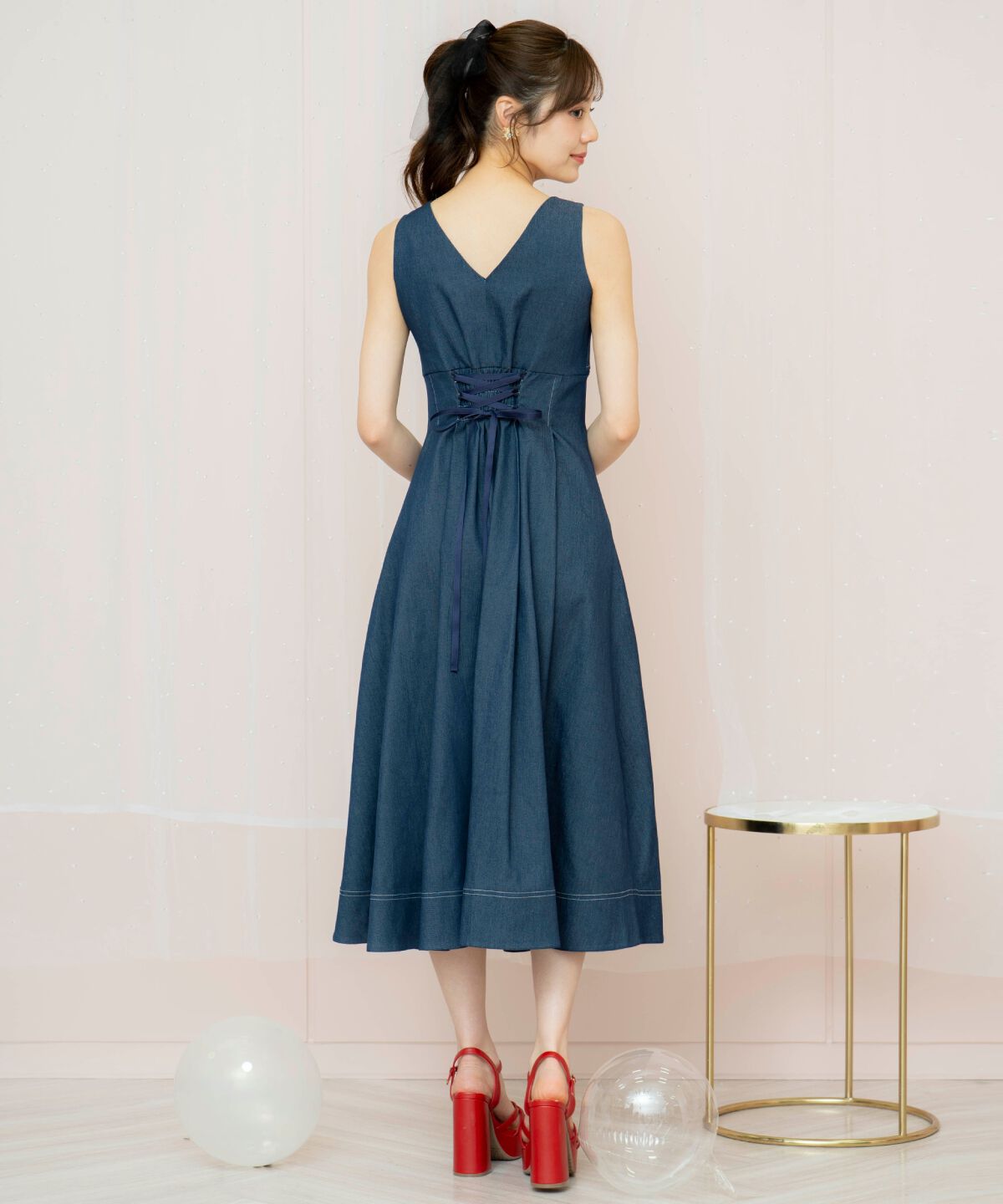 WILLSELECTION「ドレープリボンノースリーブワンピース」|ワンピース|