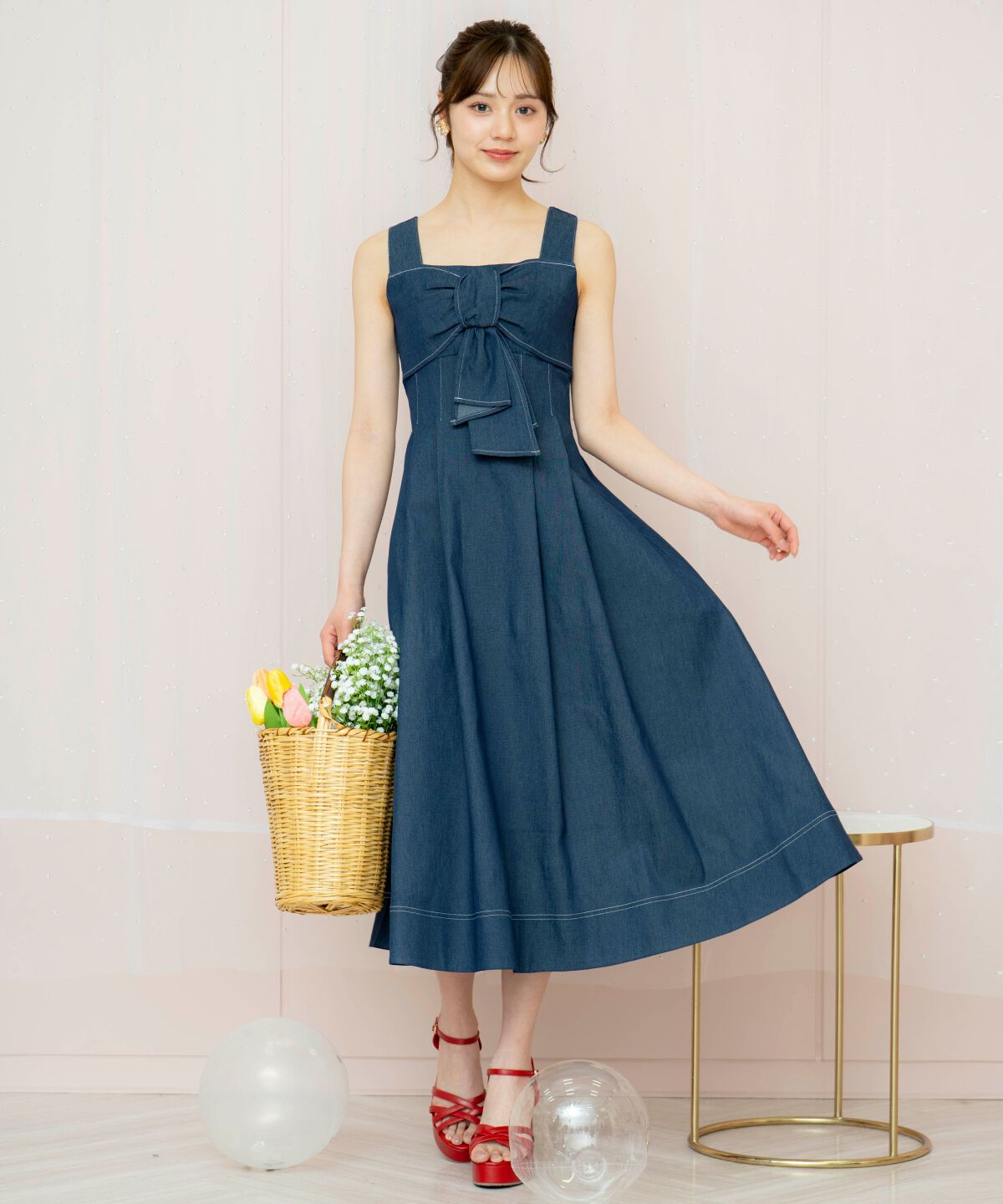 WILLSELECTION「ドレープリボンノースリーブワンピース」|ワンピース|